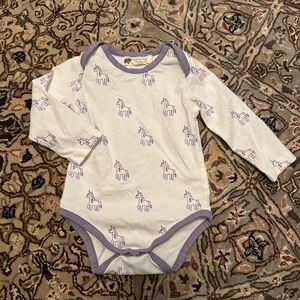 Purple and White Unicorn Monica and Andy organic cotton onesie